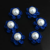 Maxbell 10 Pieces Flower Metal Pearl Flatback Buttons Embellishment Jewelry Blue