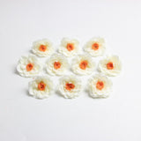 10 Pieces Peach Blossom Artificial Silk Flower Head Bud cream
