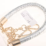 Metal PU Leather Braided Bag Strap Handle Bag Chain Replacement 60cm Silver