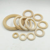 Maxbell 30Pcs Natural Wood Rings Unfinished Wooden Rings DIY Maple Teething Ring Craft
