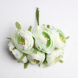 6 Pieces/Set Real Touch Silk Artificial Rose Flower DIY Decor Pale green