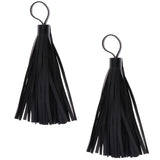 Pack of 2 Black Soft PU Leather Tassel Pendant for Cell Phone Straps/DIY Charms Earring/Keychain/Bag/Necklace Accessories 10x1.3x1.3cm