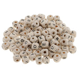 Maxbell 100 Pieces Wooden Alphabet Letters Cube Beads Jewelry Making 10mm White