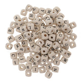 Maxbell 100 Pieces Wooden Alphabet Letters Cube Beads Jewelry Making 10mm White