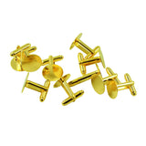 Maxbell 10 Pieces Cufflink Findings Cuff Link Blank Backs Plate Pad Base gold