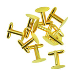 Maxbell 10 Pieces Cufflink Findings Cuff Link Blank Backs Plate Pad Base gold