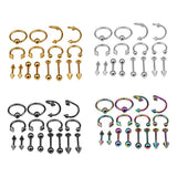 Maxbell 16/Pack Stainless Steel Ear Studs Labret Lip Rings Nose Tongue  Gun-Black