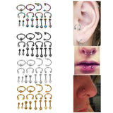 Maxbell 16/Pack Stainless Steel Ear Studs Labret Lip Rings Nose Tongue  Gun-Black