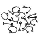 Maxbell 16/Pack Stainless Steel Ear Studs Labret Lip Rings Nose Tongue  Gun-Black