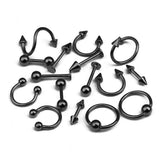 Maxbell 16/Pack Stainless Steel Ear Studs Labret Lip Rings Nose Tongue  Gun-Black