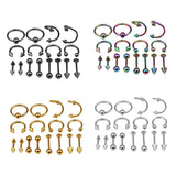 Maxbell 16/Pack Stainless Steel Ear Studs Labret Lip Rings Nose Tongue  Gun-Black