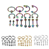 Maxbell 16/Pack Stainless Steel Ear Studs Labret Lip Rings Nose Tongue  Gun-Black