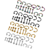 Maxbell 16/Pack Stainless Steel Ear Studs Labret Lip Rings Nose Tongue  Silver