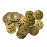 Maxbell 20 Pieces Alloy Round Made for You Charms Pendants for Jewelry Making 20mm