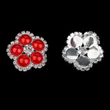 Maxbell 5 Pieces Colorful Flower Shape Pearl Crystal Shank Buttons for Sewing 25mm