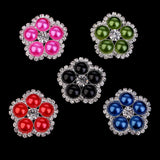 Maxbell 5 Pieces Colorful Flower Shape Pearl Crystal Shank Buttons for Sewing 25mm