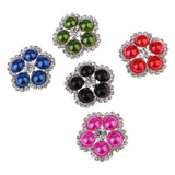 Maxbell 5 Pieces Colorful Flower Shape Pearl Crystal Shank Buttons for Sewing 25mm