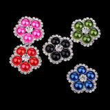 Maxbell 5 Pieces Colorful Flower Shape Pearl Crystal Shank Buttons for Sewing 25mm