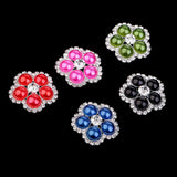 Maxbell 5 Pieces Colorful Flower Shape Pearl Crystal Shank Buttons for Sewing 25mm