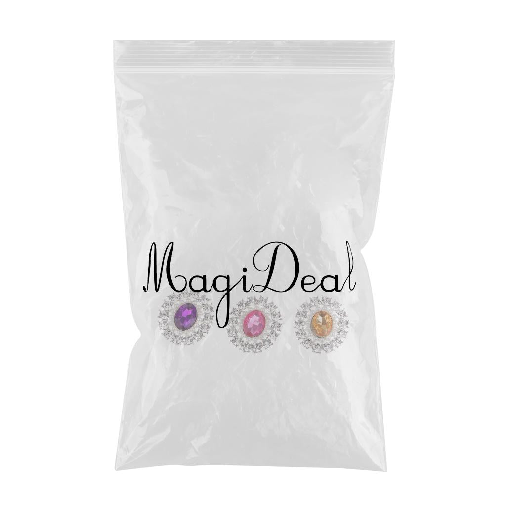 Maxbell 3 Colors Pearl Crystal Rhinestone Flatback Buttons Embellishment DIY Craft
