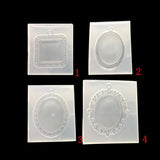 Maxbell 4 Patterns Cabochon Cameo Setting Pendant Mold Oval Square Bezel Trays Silicone Mold Necklace Pendant Resin Jewelry Making Mould DIY Hand Craft Epoxy Resin Casting Molds Tool - Aladdin Shoppers