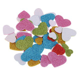 Maxbell 50 Pcs Heart Shape Self Adhesive  Foam Glitter Stickers for Kids Crafts