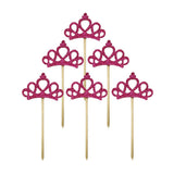 Max 6 Pieces Felt Crown Shape Cake Toppers Birthday Party Cake Picks Rose red