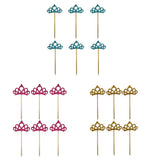 Max 6 Pieces Felt Crown Shape Cake Toppers Birthday Party Cake Picks Rose red