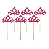 Max 6 Pieces Felt Crown Shape Cake Toppers Birthday Party Cake Picks Rose red