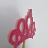 Max 6 Pieces Felt Crown Shape Cake Toppers Birthday Party Cake Picks Rose red