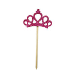 Max 6 Pieces Felt Crown Shape Cake Toppers Birthday Party Cake Picks Rose red