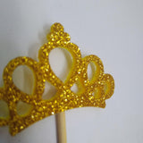 Max 6 Pieces Felt Crown Shape Cake Toppers Birthday Party Cake Picks Gold