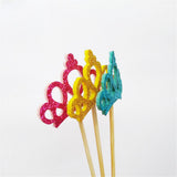 Max 6 Pieces Felt Crown Shape Cake Toppers Birthday Party Cake Picks Gold