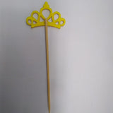 Max 6 Pieces Felt Crown Shape Cake Toppers Birthday Party Cake Picks Gold