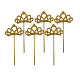 Max 6 Pieces Felt Crown Shape Cake Toppers Birthday Party Cake Picks Gold