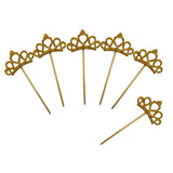Max 6 Pieces Felt Crown Shape Cake Toppers Birthday Party Cake Picks Gold