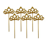 Max 6 Pieces Felt Crown Shape Cake Toppers Birthday Party Cake Picks Gold