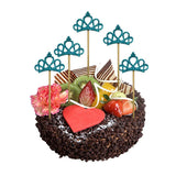 Max 6 Pieces Felt Crown Shape Cake Toppers Birthday Party Cake Picks Blue