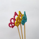 Max 6 Pieces Felt Crown Shape Cake Toppers Birthday Party Cake Picks Blue