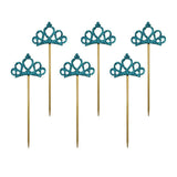 Max 6 Pieces Felt Crown Shape Cake Toppers Birthday Party Cake Picks Blue