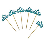 Max 6 Pieces Felt Crown Shape Cake Toppers Birthday Party Cake Picks Blue
