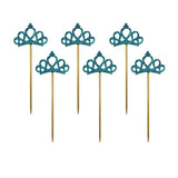 Max 6 Pieces Felt Crown Shape Cake Toppers Birthday Party Cake Picks Blue