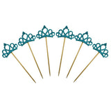 Max 6 Pieces Felt Crown Shape Cake Toppers Birthday Party Cake Picks Blue