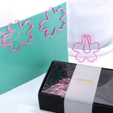Maxbell 10 Pieces Pink Sakura Shape Paper Clips Metal Bookmarks Office Stationery