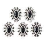 Maxbell 5 Pieces Vintage Alloy Rhinestone Crystal Flower Buttons Embellishments #2