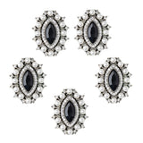 Maxbell 5 Pieces Vintage Alloy Rhinestone Crystal Flower Buttons Embellishments #2