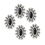 Maxbell 5 Pieces Vintage Alloy Rhinestone Crystal Flower Buttons Embellishments #2