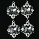 Maxbell 5 Pieces Vintage Alloy Rhinestone Crystal Flower Buttons Embellishments #4