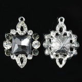 Maxbell 5 Pieces Vintage Alloy Rhinestone Crystal Flower Buttons Embellishments #4