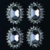 Maxbell 5 Pieces Vintage Alloy Rhinestone Crystal Flower Buttons Embellishments #5